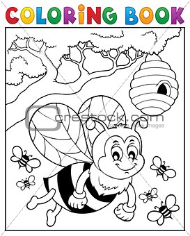 Coloring book happy bee theme 2