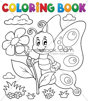 Coloring book happy butterfly topic 4