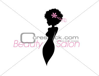 Beauty Salon Woman silhouette logo and text