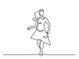 Happy pregnant woman walking, silhouette picture