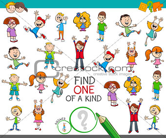 find one of a kind game with happy children