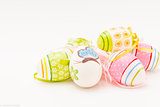 Soft Focus Easter Eggs with Art Pattern Isolated on White Background