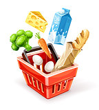 Shopping basket with organic food