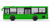 Small urban green bus on a white background. 3d rendering.