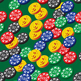 Poker Chips and Coins Seamless Pattern