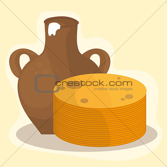 Shrovetide or Maslenitsa. Pancakes and sour cream