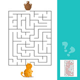 Cartoon Vector - Maze or Labyrinth Game for Preschool Children with Cat and Milk