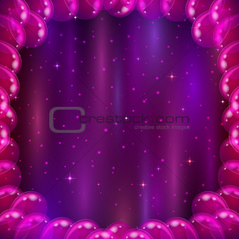 Space background with balloons