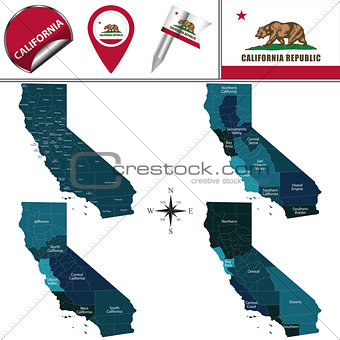 Map of California with Regions