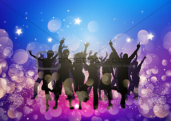 Party crowd on bokeh lights background 