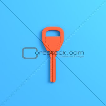 Home or car key on bright blue background