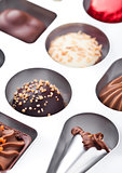 Luxury white and dark chocolate candies variety 