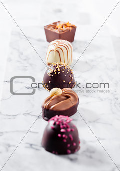 Luxury white and dark chocolate candies variety 