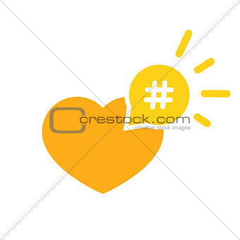 Hashtag icon like heart - smm promotion and share interesting me