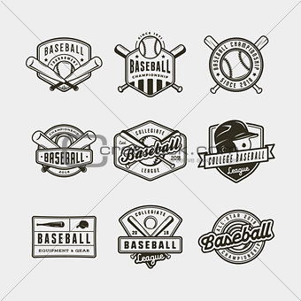 set of vintage baseball logos. vector illustration