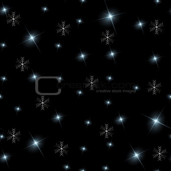 Realistic seamless vector image of the night sky with stars and galaxies. Star seamless