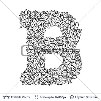 Letter B symbol of white leaves.