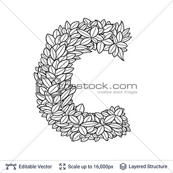 Letter C symbol of white leaves.