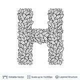Letter H symbol of white leaves.