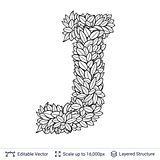 Letter J symbol of white leaves.