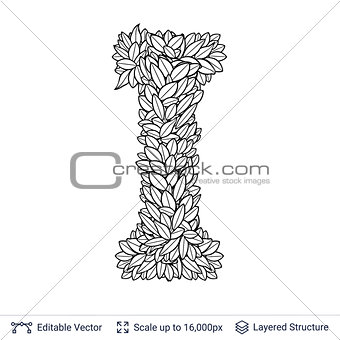 Letter I symbol of white leaves.