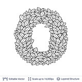 Letter O symbol of white leaves.