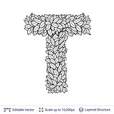 Letter T symbol of white leaves.