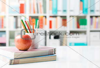 Student's desk with books
