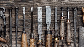 Collection of old woodworking tools