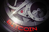 Bitcoin on Luxury Pocket Watch Mechanism. 3D.