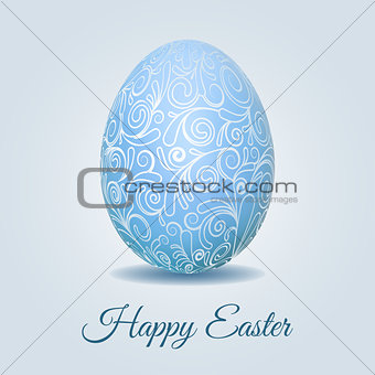 Easter card with pale blue pastel Easter egg