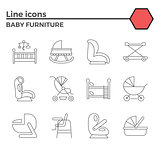 Baby furniture line icons