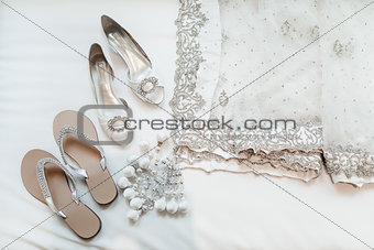 Indian wedding Saree and shoes of the bride