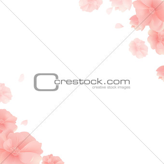 Banner With Flowers And White Background