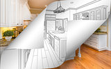 Kitchen Drawing Page Corners Flipping with Photo Behind