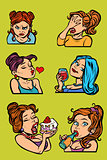 funny facial expressions woman set collection