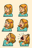 Redhead or blonde woman laughing stage set collection