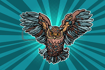 Beautiful realistic owl in flight