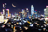 Bokeh blurred club and venue concept.  City at night for night life concept