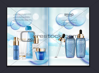Design Cosmetics Product  Brochure Template for Ads or Magazine Background. 3D Realistic Vector Iillustration