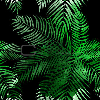 Beautifil Palm Tree Leaf  Silhouette Seamless Pattern Background Vector Illustration