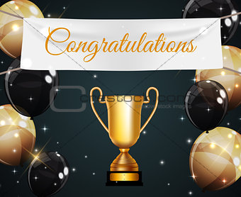 Gold Cup Winner Congratulations Background. Vector Illustration