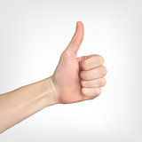 Realistic 3D Silhouette of hand with raised thumb designating "a
