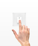 Realistic 3D Silhouette of  hand with light switch Vector Illust