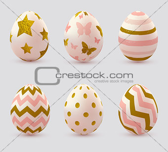 Easter eggs with golden elements