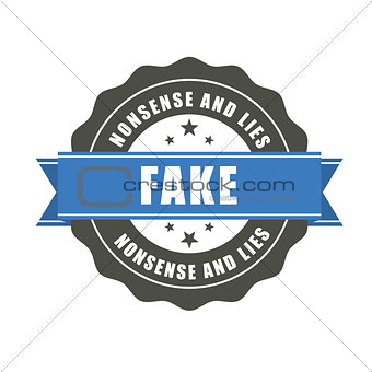 Fake badge - sticker with inscription Fake, falsification concep