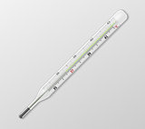 Medical mercury thermometer on white background. Realistic temperature diagnostic measurement instrument isolated. vector illustration