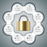 Key, lock icon. Business infographic.