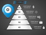 Infographic pyramid with blue pin icon.