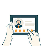 Leave a client's review - customer assessment of service, tablet